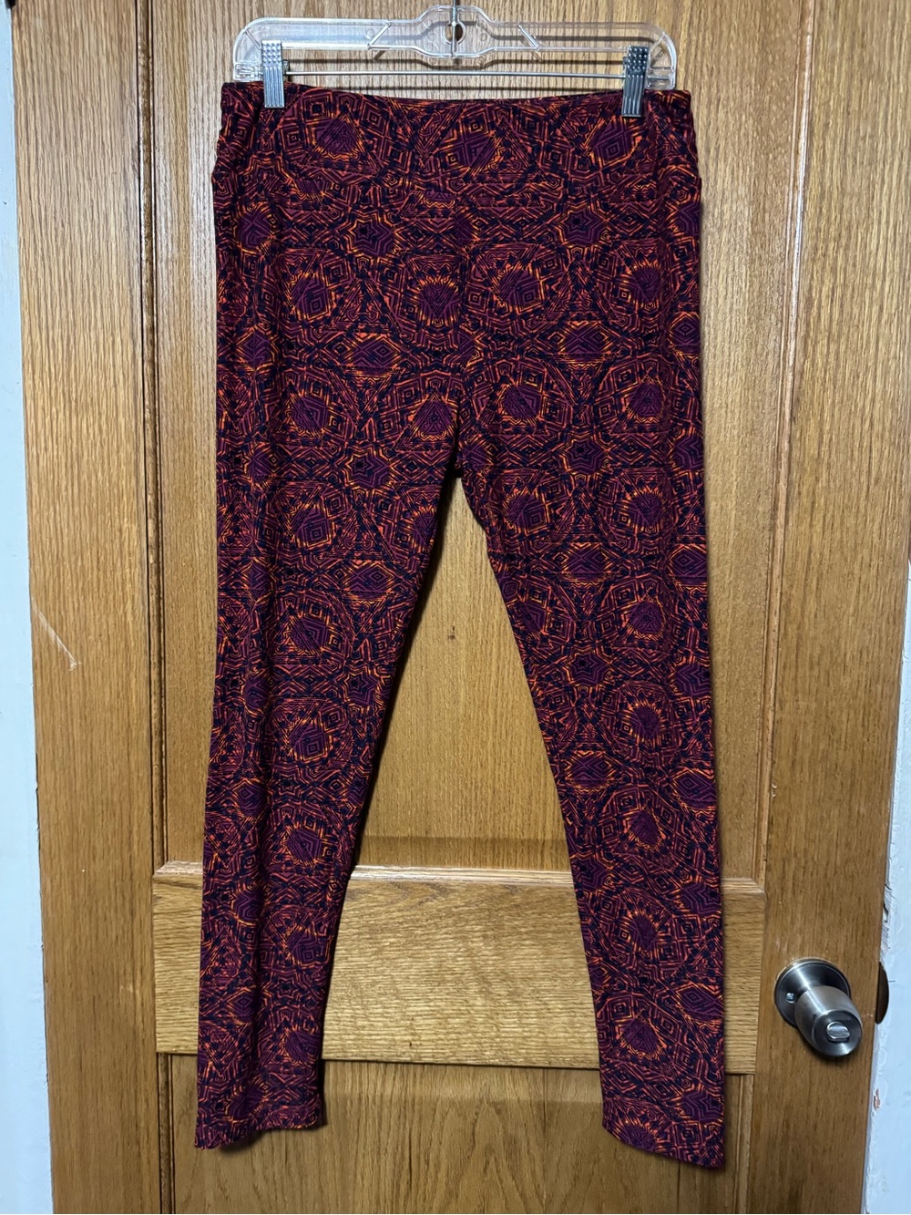 LuLaRoe Red and Purple Patterned Kids Leggings